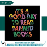 Book Lovers collection Embroidery Design - Its a Good Day to Read Banned Books - FineryEmbroidery